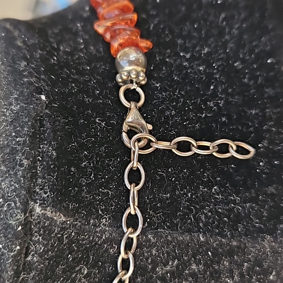 Amber Sterling Silver Cross Necklace - Picture 4 of 4